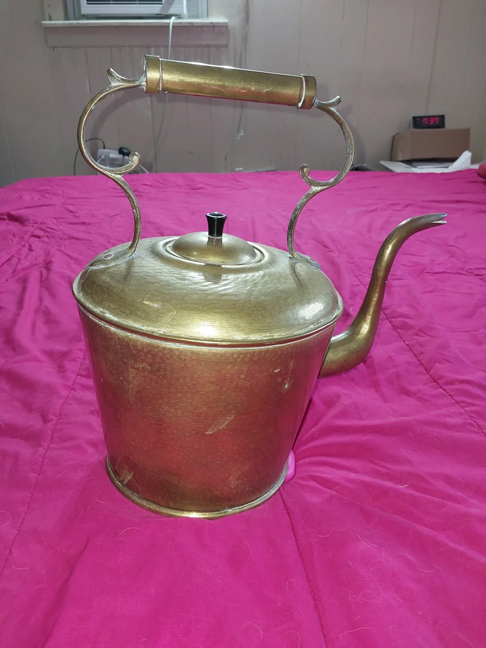 Brass Finish Very Large Vintage Teapot Kettle - Gold